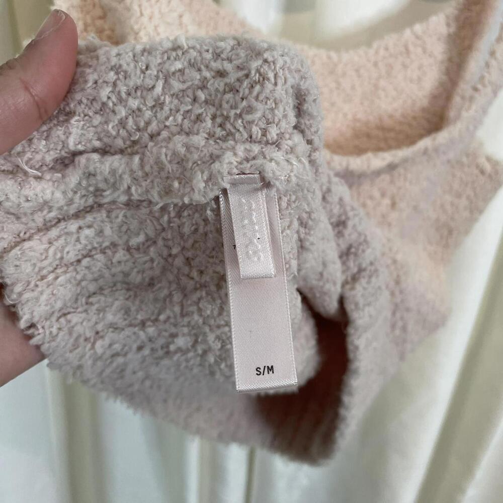 skims Pink fuzzy cropped tank top Size S/M - Picture 3 of 5